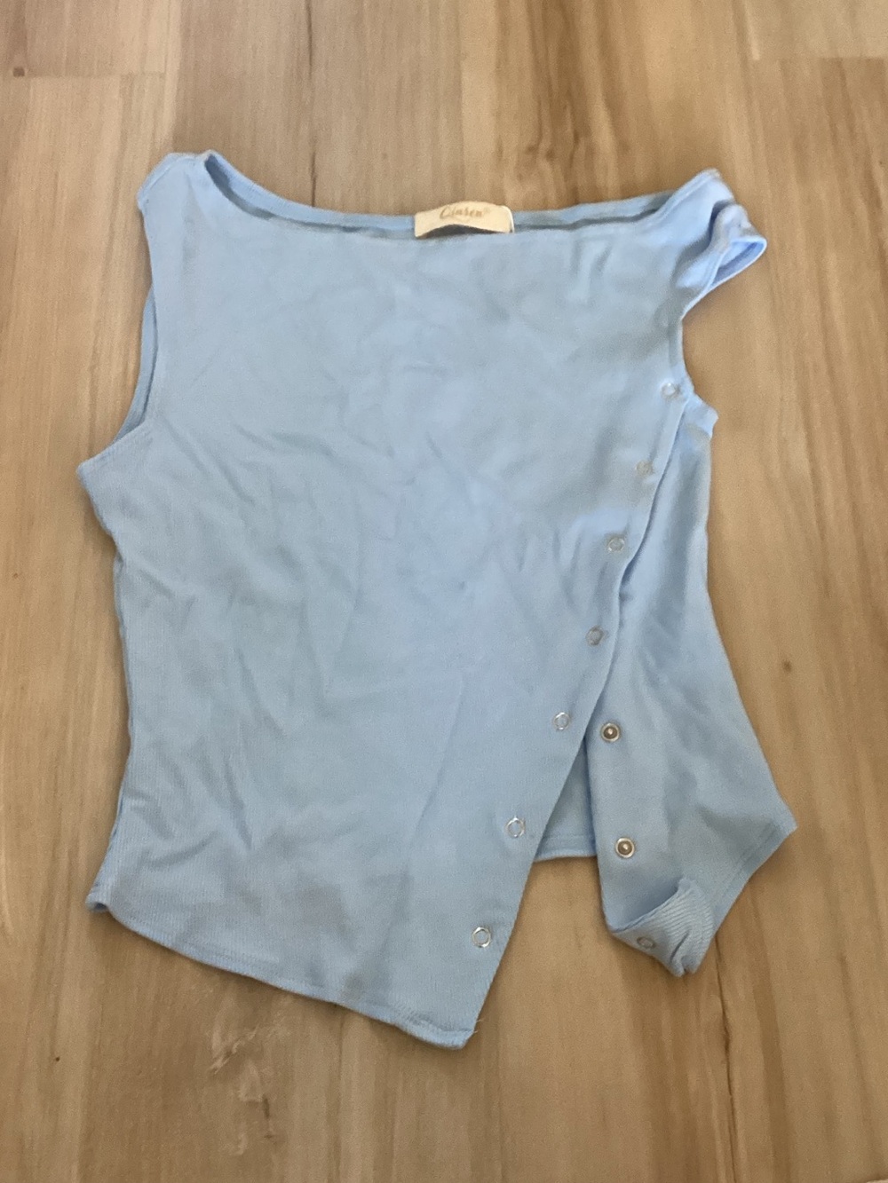 Light Blue Asymmetric Snap-Front Women's Tank Top
